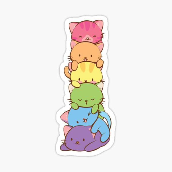 Cute Lgbt Rainbow Gay Pride Flag Kawaii Cat Pile Anime Art Sticker For Sale By Katherinevalli 6326