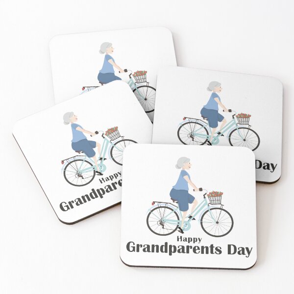 Item preview, A grandma rides a bicycle with a basket of flowers designed and sold by Art-of-Rory.