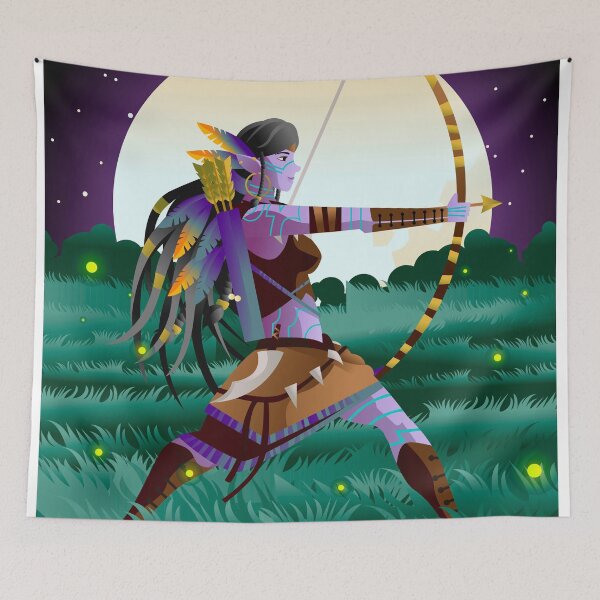 Item preview, magical fantasy wild dark elf huntress in the wild in the night designed and sold by matintheworld ( delcarmat ).