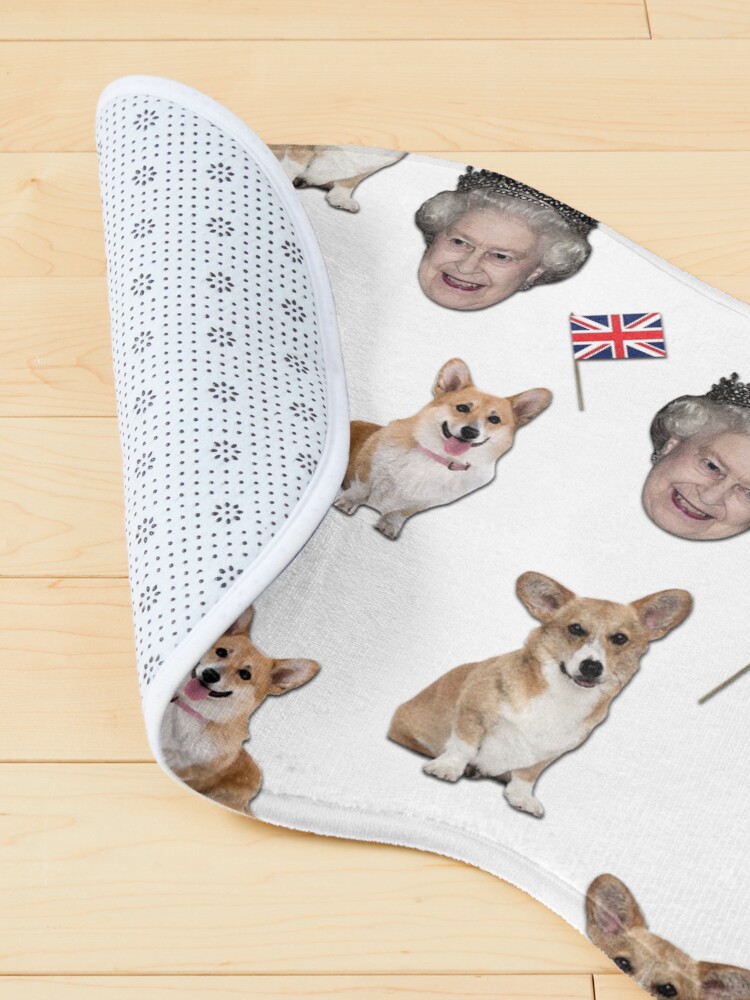 Alternate view of Queen Elizabeth and corgis pattern Pet Mat