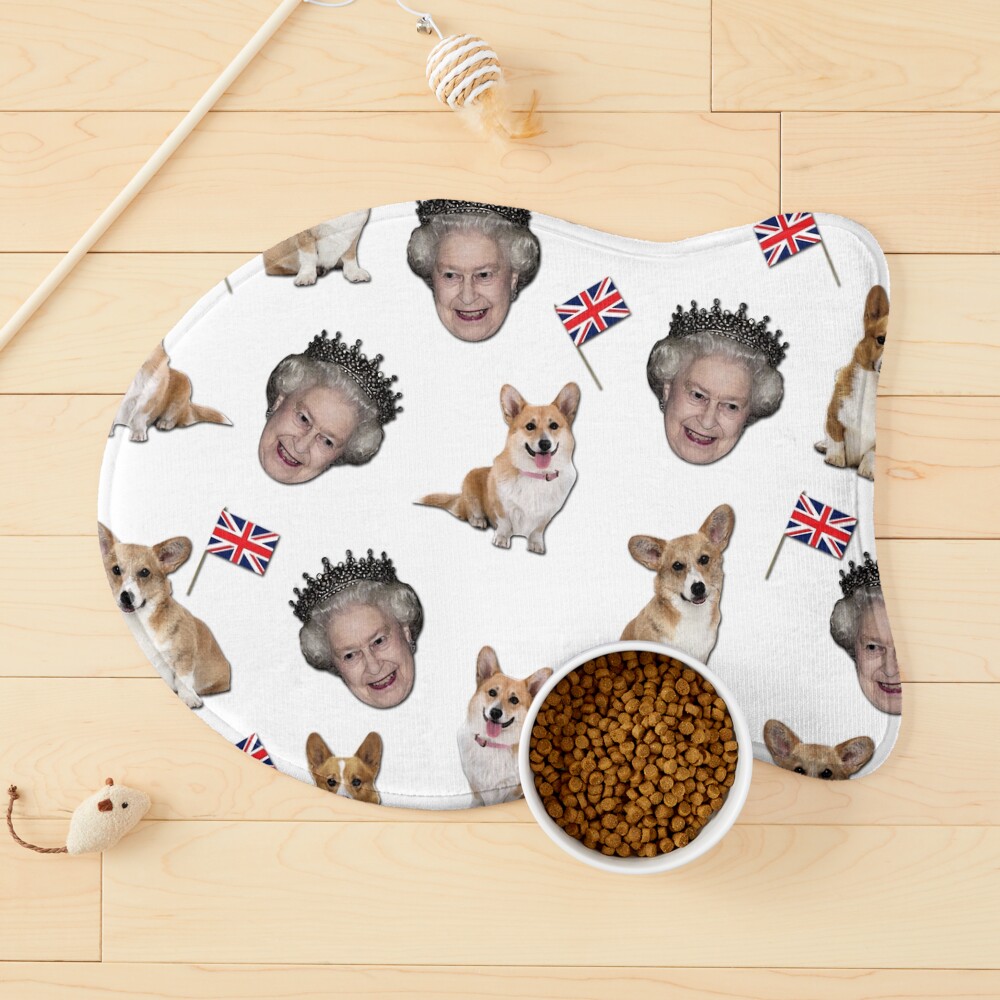 Queen Elizabeth and corgis pattern Pet Mat
