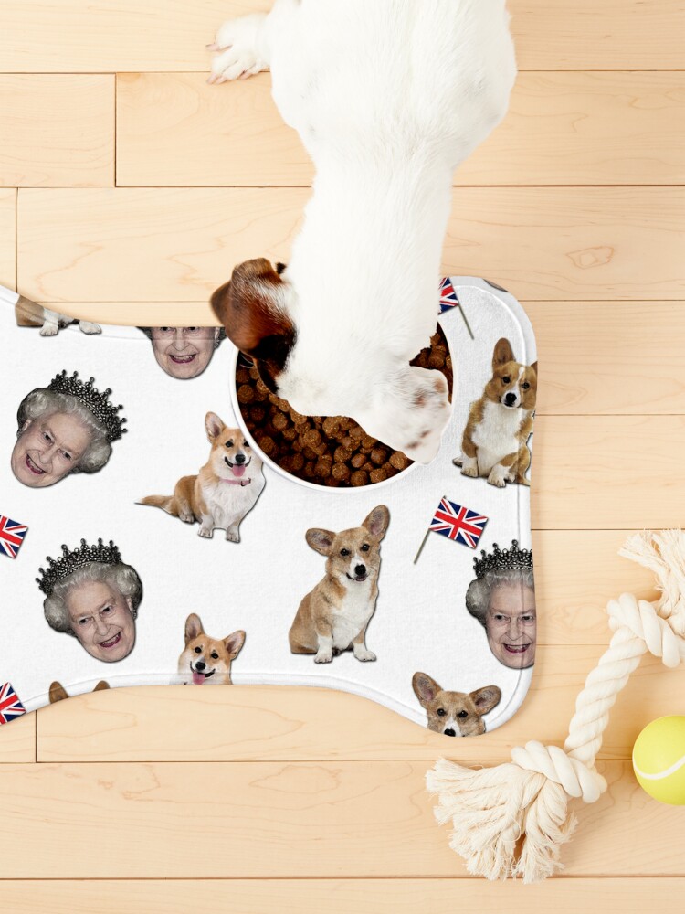 Alternate view of Queen Elizabeth and corgis pattern Pet Mat
