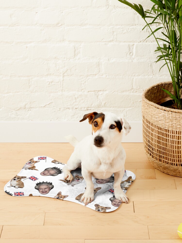 Alternate view of Queen Elizabeth and corgis pattern Pet Mat