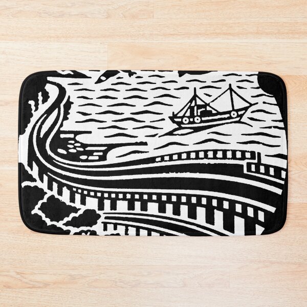 Item preview, Fishing boat in harbour on manhole in Japan - White Invert designed and sold by mattraski.