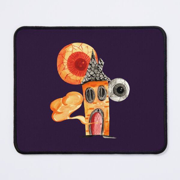 Item preview, Spooky eye sneaking behind haunted house halloween art designed and sold by pinkyfish1010.