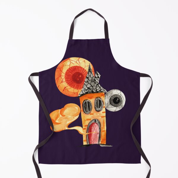 Item preview, Spooky eye sneaking behind haunted house halloween art designed and sold by pinkyfish1010.
