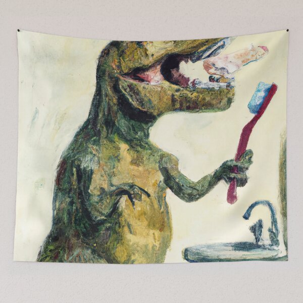 Item preview, T-Rex Brushing Teeth designed and sold by shiitakicats.