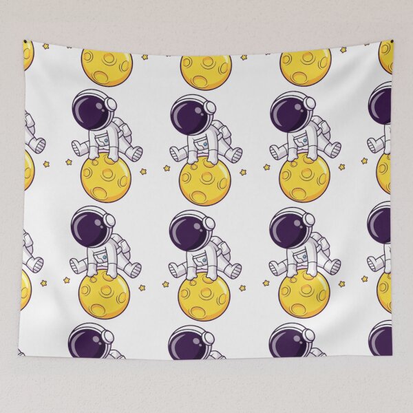 Item preview, Lindo astronauta saltando dibujos animados de luna designed and sold by BEAUTY ⭐⭐⭐⭐⭐.
