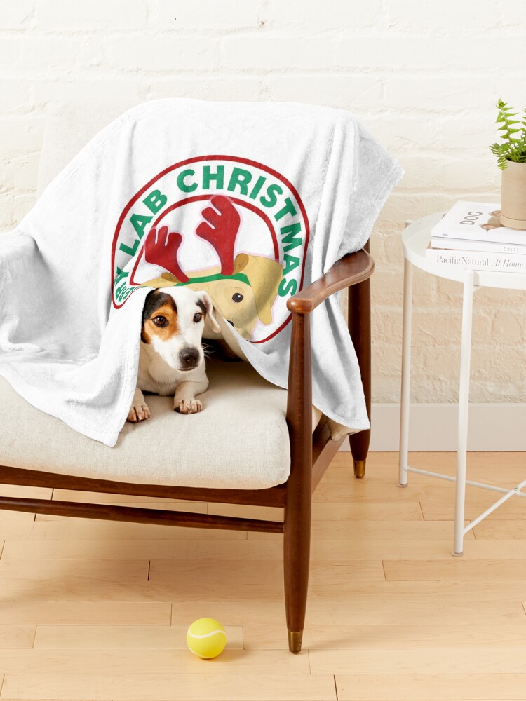 Alternate view of Merry Christmas Yellow Lab Labrador Retriever Pet Blanket