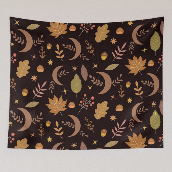 Item preview, Autumn Leaves With Boho Moon and Stars Pattern  designed and sold by Yasminepatterns .