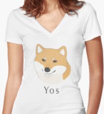 Yos Doggo Meme Women's Fitted V-Neck T-Shirt