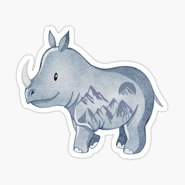 "Watercolor Cute Rhino" Sticker for Sale by virillanissa Redbubble