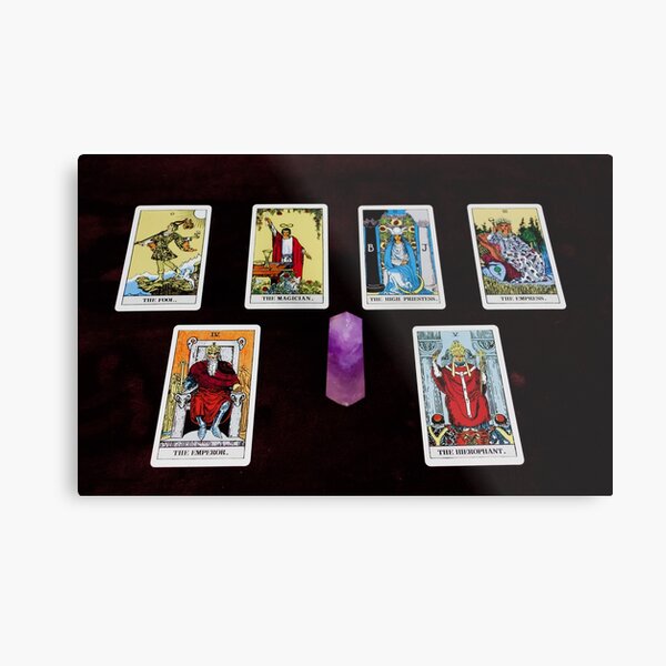 Tarot Cards And Crystal Metal Print