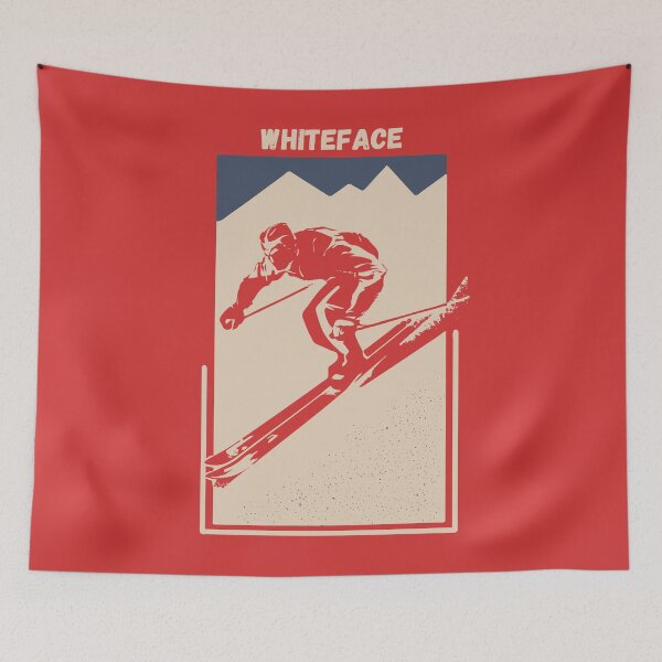 Item preview, Whiteface Mountain in the State of New York in the Adirondacks, USA, North America - Vintage Red Ski Poster for Mountain Alpine Skier designed and sold by Vintage-TM.