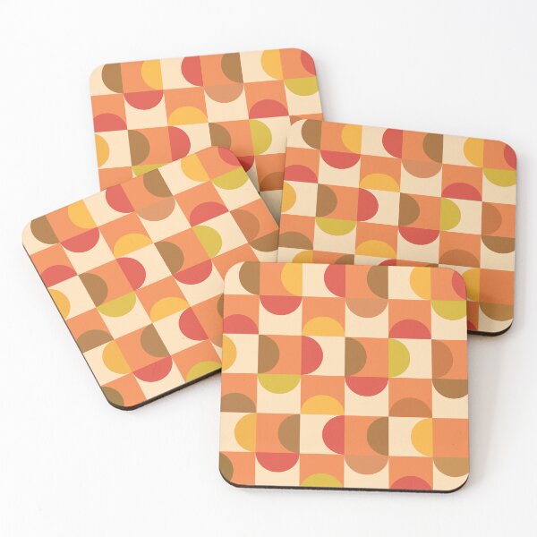Item preview, Mid century modern abstract red and yellow half circles pattern  designed and sold by Yasminepatterns .