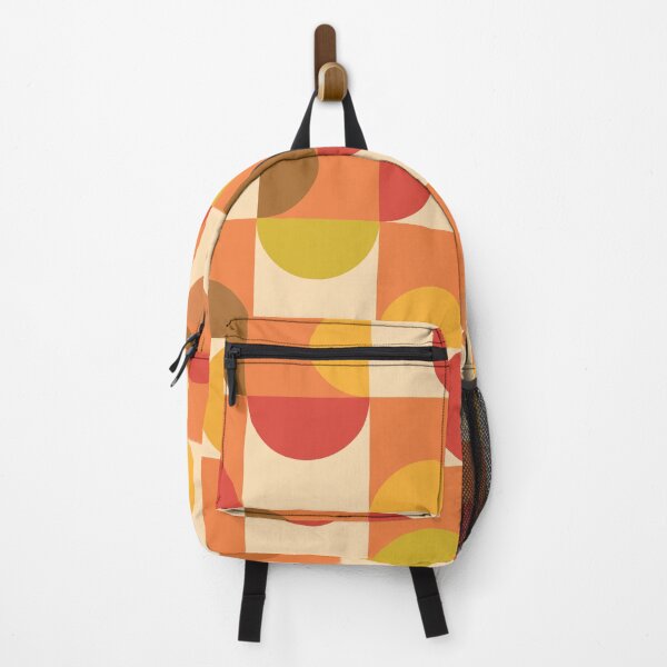 Item preview, Mid century modern abstract red and yellow half circles pattern designed and sold by Yasminepatterns .