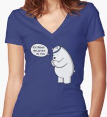 Ice Bear Believes In You - We Bare Bears Cartoon Women's Fitted V-Neck T-Shirt