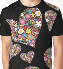 Whimsical Spring Flowers Valentine Hearts Trio Graphic T-Shirt