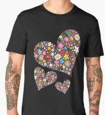 Whimsical Spring Flowers Valentine Hearts Trio Men's Premium T-Shirt