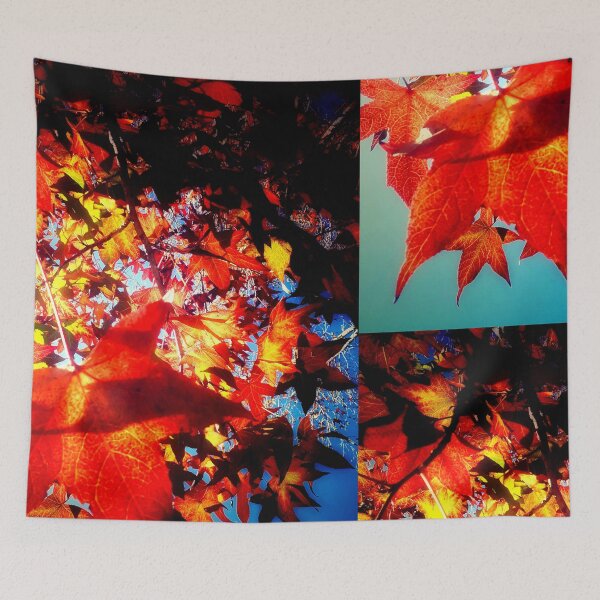 Item preview, Autumnal Hues Autumn Colors Orange Red Yellow Leaves with Blue Sky designed and sold by Beachy.