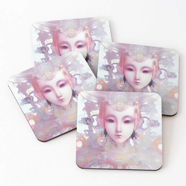 Item preview, Original Chinese Concept Art Digital Illustration Fantasy Portrait Asian Beauty Abstract Mystical Authentic Korean Japanese Traditional Ink Painting Face Mask Hanya Tattoo Character Design designed and sold by S Y N T H R E A L M.