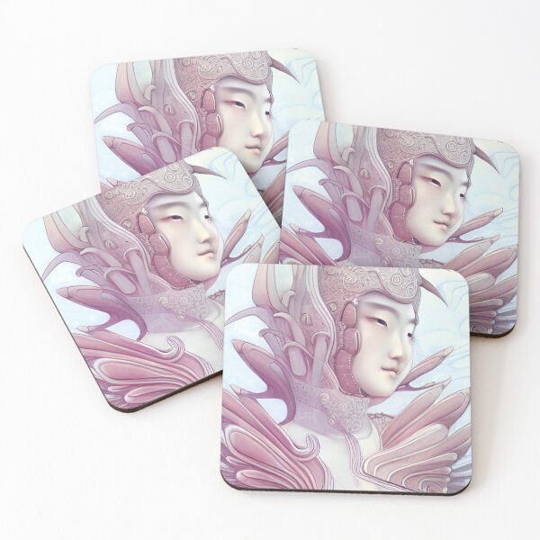 Item preview, Original Chinese Concept Art Digital Illustration Fantasy Portrait Asian Beauty Abstract Mystical Authentic Korean Japanese Traditional Ink Painting Face Mask Hanya Tattoo Character Design designed and sold by S Y N T H R E A L M.