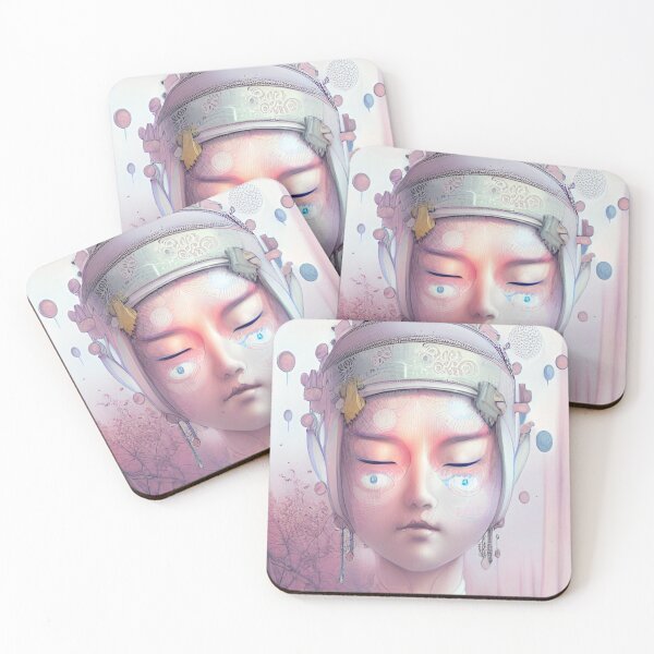 Item preview, Original Chinese Concept Art Digital Illustration Fantasy Portrait Asian Beauty Abstract Mystical Authentic Korean Japanese Traditional Ink Painting Face Mask Hanya Tattoo Character Design designed and sold by S Y N T H R E A L M.
