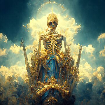 "Skeleton god wearing a golden crown sky blue" Poster for Sale by H2O