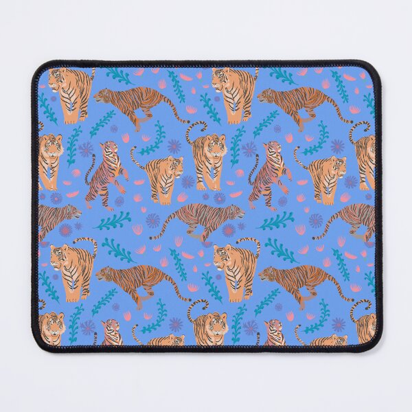 Item preview, Tigers with flowers and plants on stripes purple designed and sold by Flyingwall.