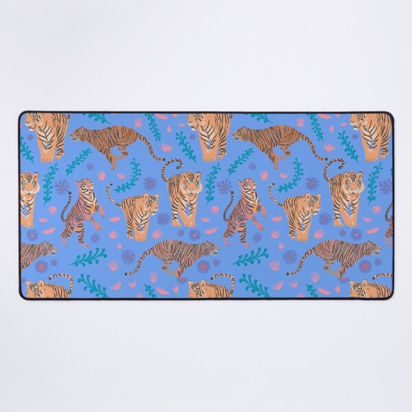 Item preview, Tigers with flowers and plants on stripes purple designed and sold by Flyingwall.
