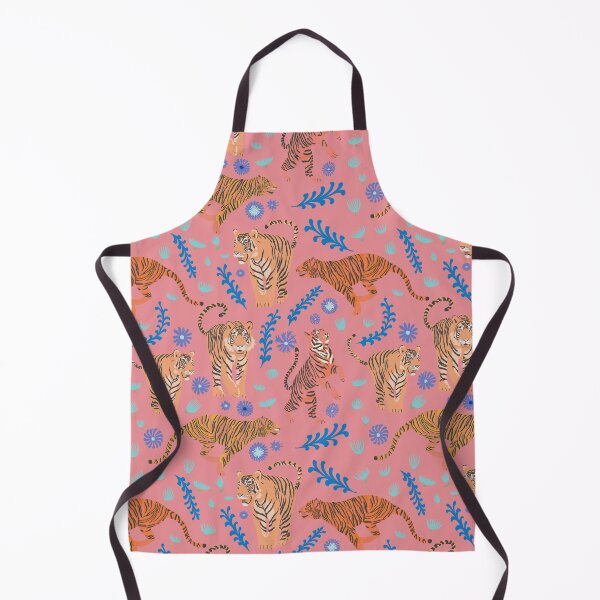 Item preview, Tigers with flowers and plants on stripes red designed and sold by Flyingwall.