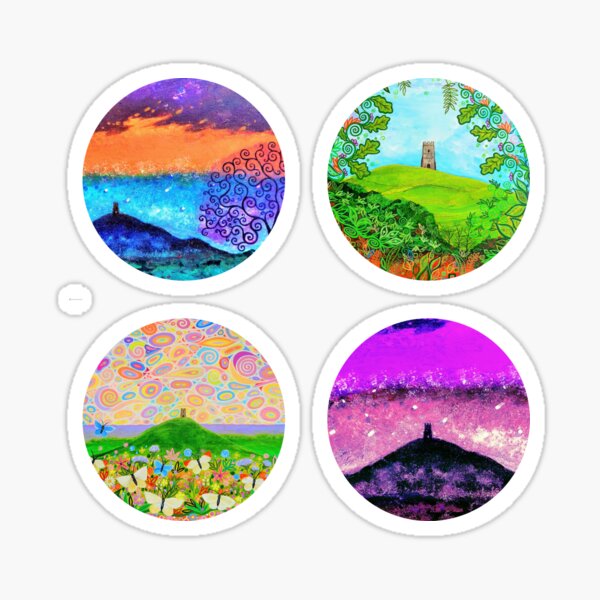 Item preview, Glastonbury Tor Laptop & Journal 4 Sticker Sheet designed and sold by MarkBetsonArt.