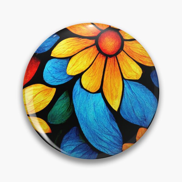 Item preview, Gorgeous yellow and blue flowers, bouquet, stained glass style designed and sold by jeansolange.