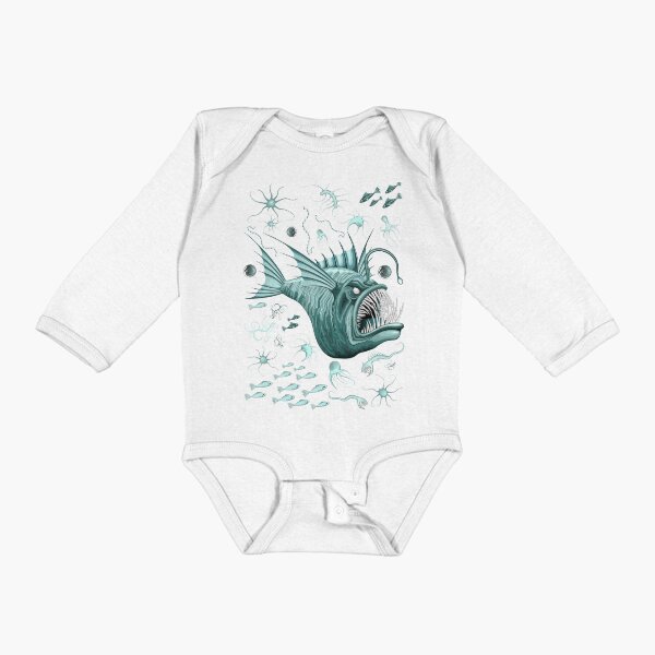 Fish Abyssal Monster on deep ocean zone Long Sleeve Baby One-Piece