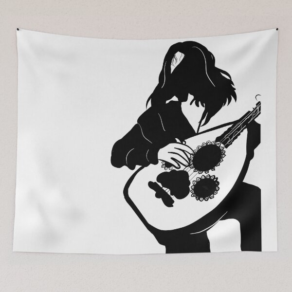 Item preview, girl playing music. Oud. Arbic music, black and white designed and sold by venuszh.