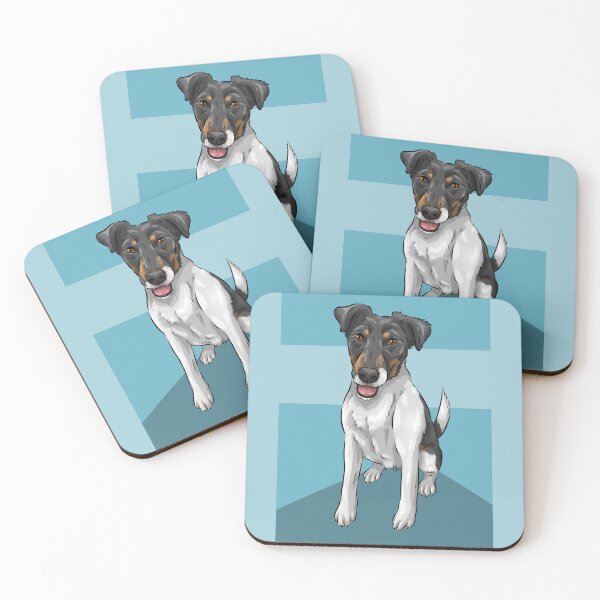 Item preview, Smooth Fox Terrier | Tricolour | Blue Background | Cute Dog Art designed and sold by shirinsart.