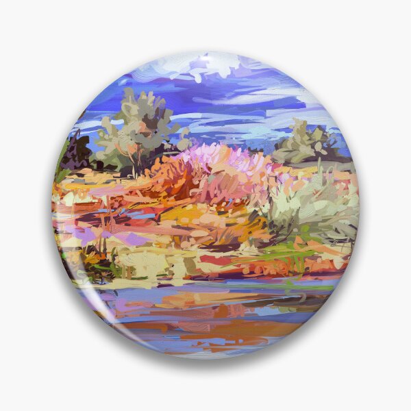 Item preview, Autumn sunny day digital oil painting, colorful landscape designed and sold by Mikko Tyllinen.