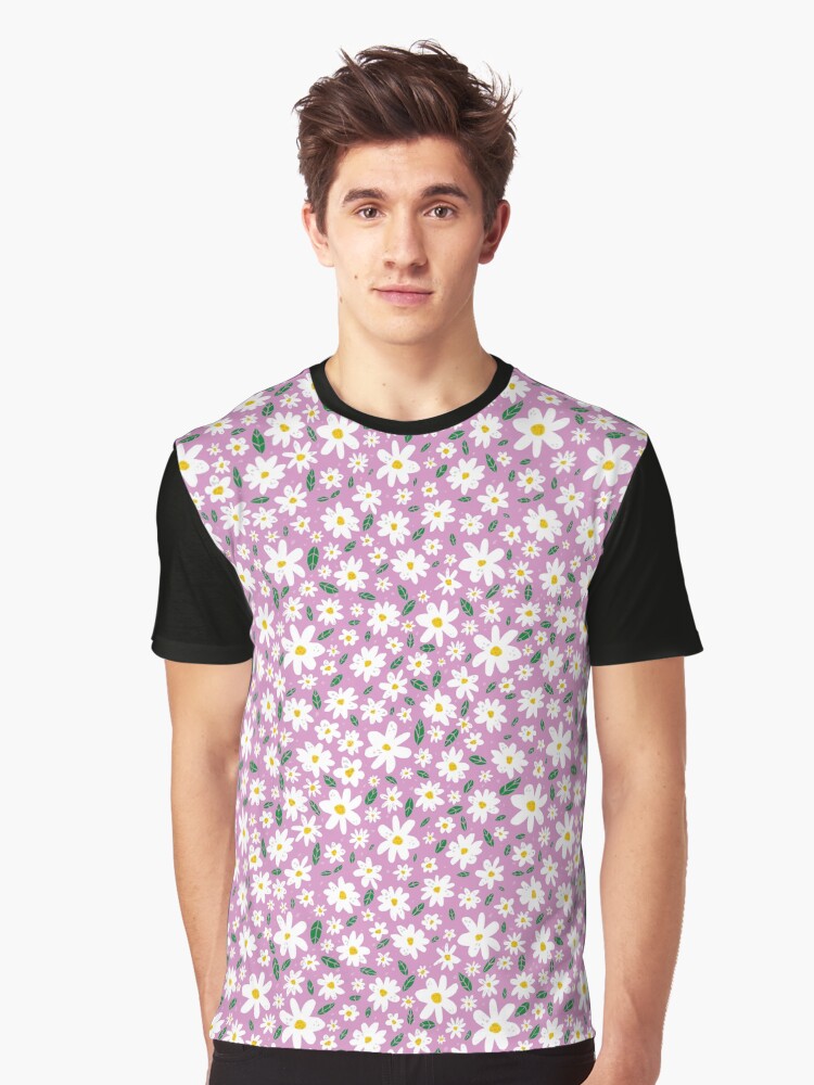 Aperçu 1 sur 5. T-shirt graphique avec l'œuvre Daisy Pattern créée et vendue par Mister-Lapin.