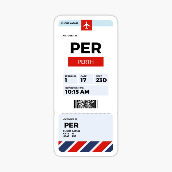 Item preview, Perth boarding pass designed and sold by WordsMaps.