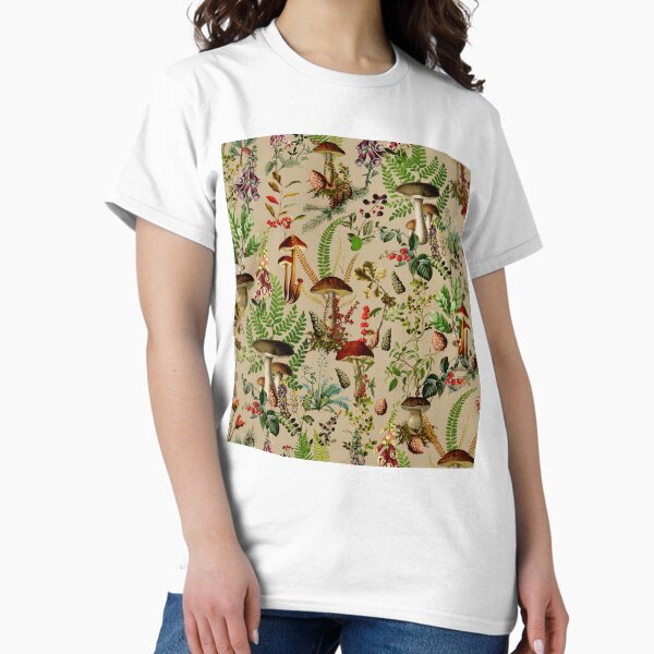 Item preview, Vintage Mushrooms Forest Botanical GardenPattern - Sepia Beige Nightgarden designed and sold by UtArt.