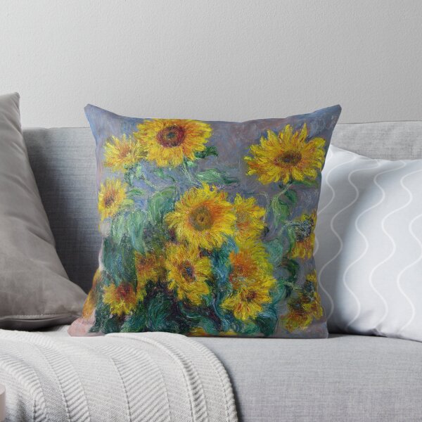 Claude Monet Bouquet of Sunflowers Throw Pillow