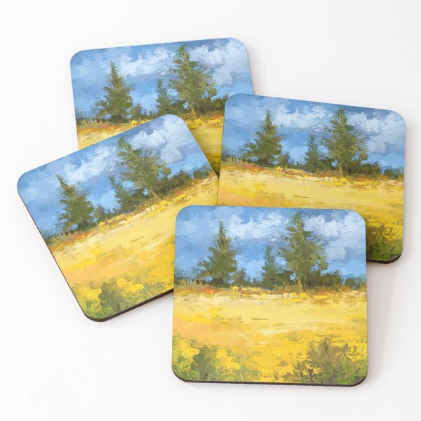 Item preview, Summer golden field digital painting colorful landscape designed and sold by Mikko Tyllinen.