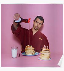 Joe Jonas pouring syrup over some pancakes SQUARE! Poster