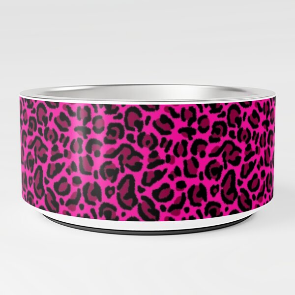 Hot Pink Y2K Aesthetic Leopard Print Pet Bowl