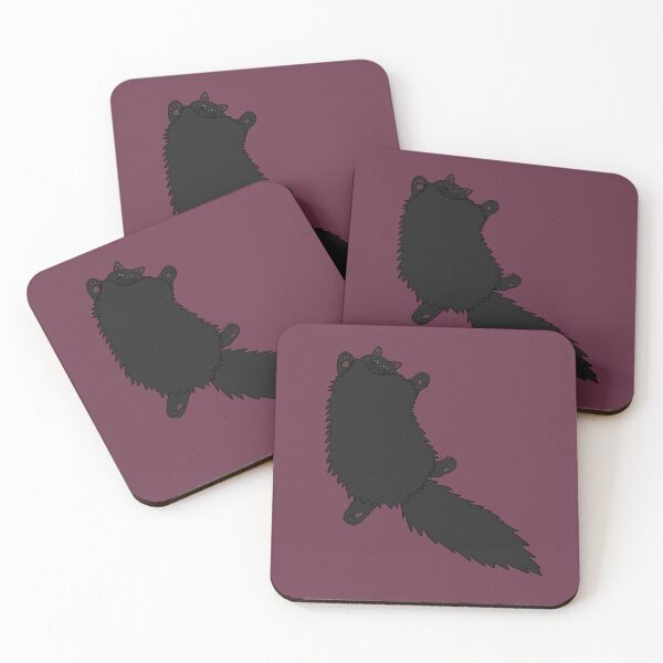 Item preview, Fluffy Black Cat Stretch - Plum Background designed and sold by EcoElsa.
