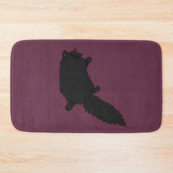 Item preview, Fluffy Black Cat Stretch - Plum Background designed and sold by EcoElsa.