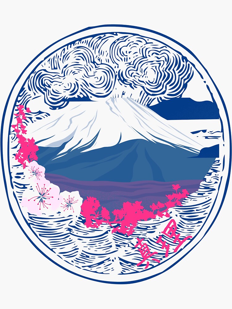 "Japanese Logo Tokyo Flower Mountain" Sticker for Sale by Vissy Redbubble