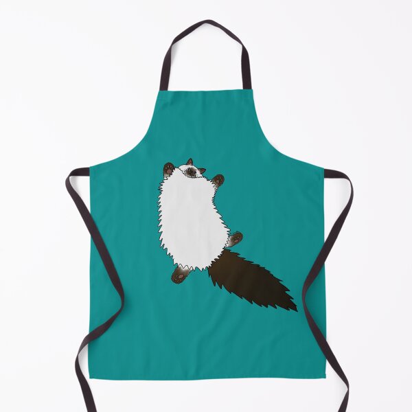 Item preview, Balinese Fluffy Cat Stretch - blue green background designed and sold by EcoElsa.
