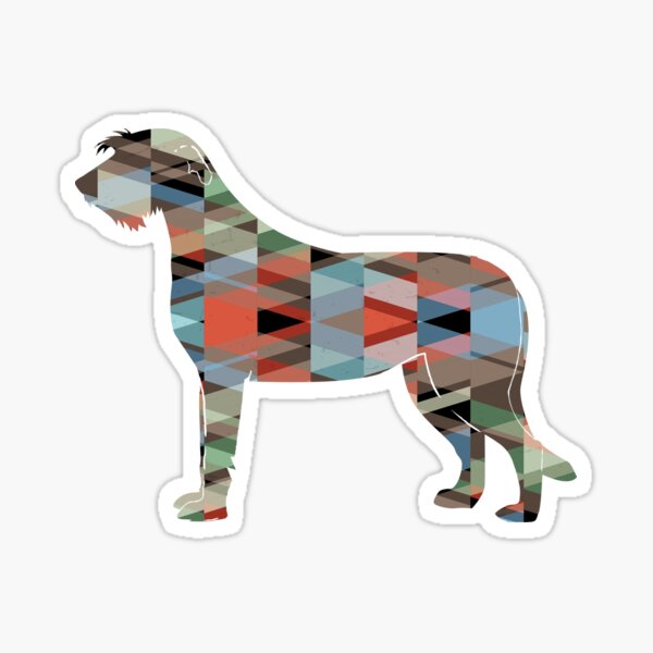 Irish Wolfhound - Geometric Pattern Silhouette Plaid Sticker
