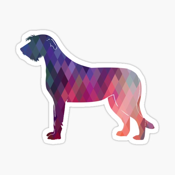 Irish Wolfhound - Geometric Pattern Silhouette Pink Sticker